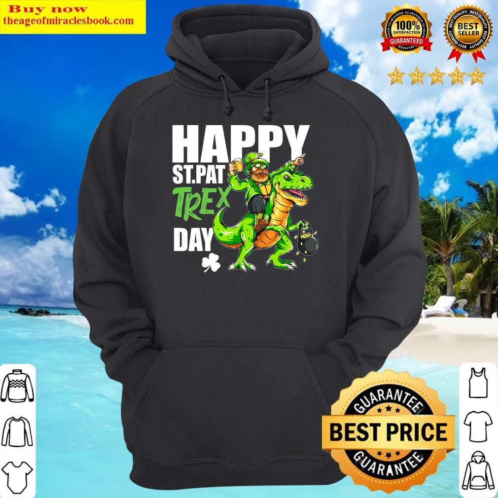 happy st patrick day with t rex dino leprechaun cute tee hoodie