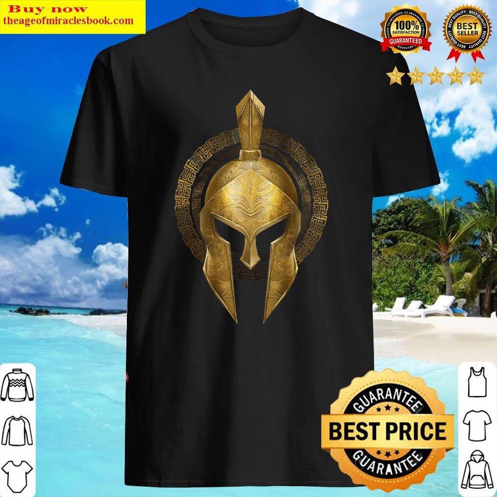 Spartan Helmet Warrior Gold Gladiator Sparta Greek Gym Shirt