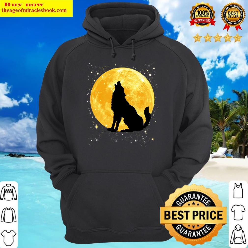 Wolf In Moonlight T Shirt - Cool Full Dog Pup Howling Shirt Hoodie