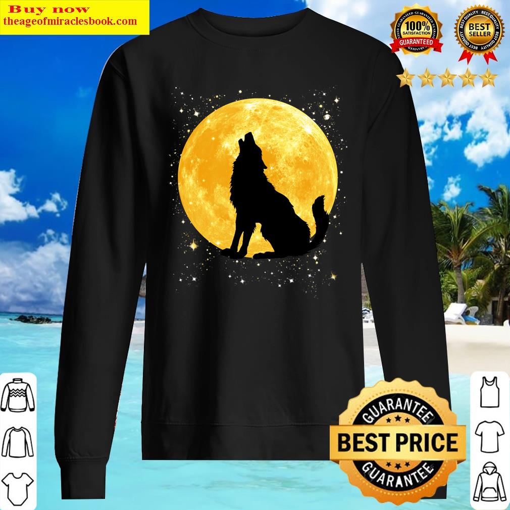 Wolf In Moonlight T Shirt - Cool Full Dog Pup Howling Shirt Sweater
