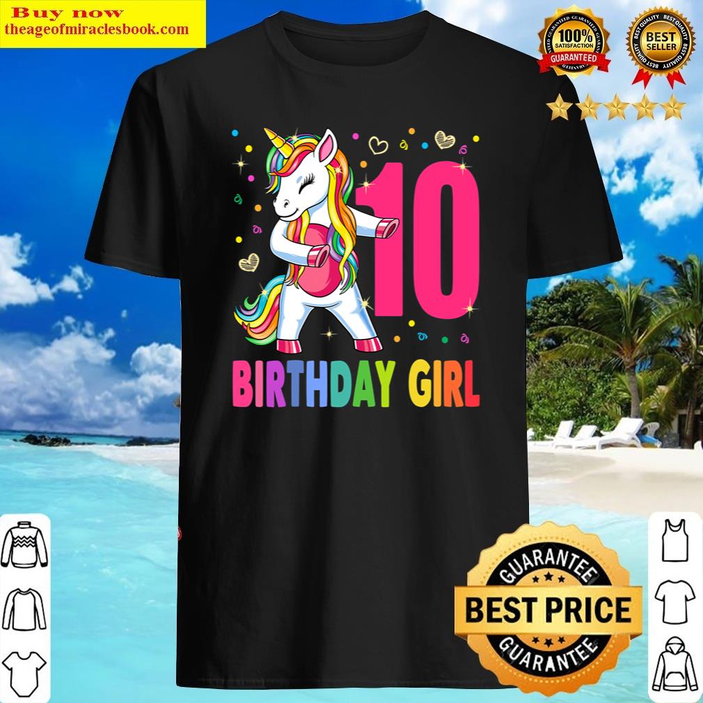 10 Years Old Unicorn Flossing 10th Birthday Girl Unicorn Shirt