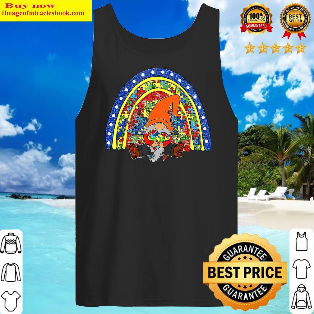 Autism Awareness Gnomes Holding Heart Rainbow Puzzle Outfits Shirt Tank Top