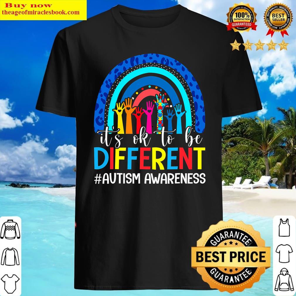 Autism Awareness It’s Ok To Be Different Leopard Rainbow Shirt
