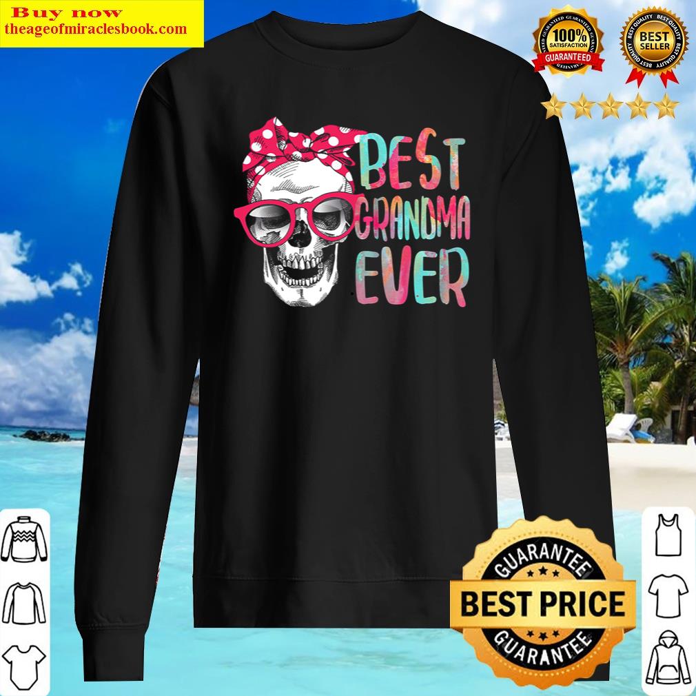 Best Grandma Ever Skull Pink Bow Tie Mother's Day Shirt Sweater