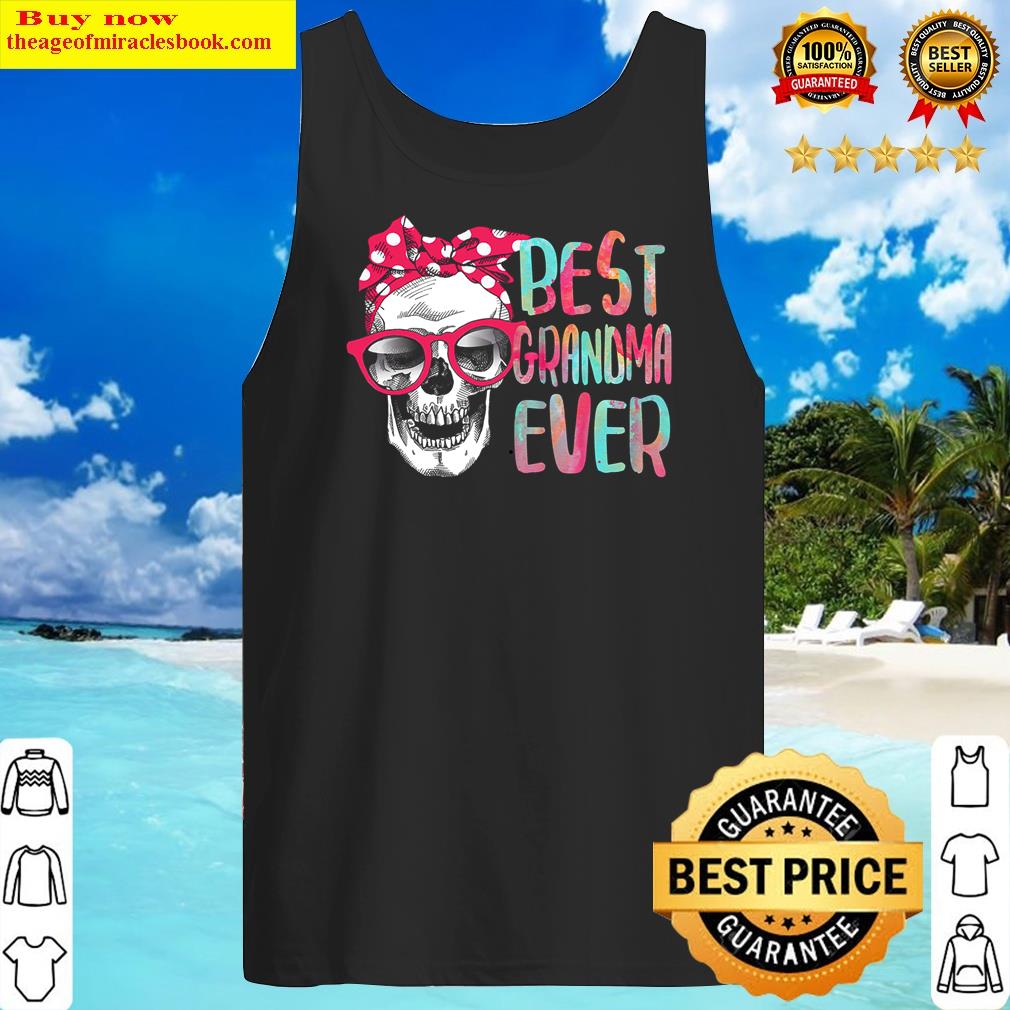 Best Grandma Ever Skull Pink Bow Tie Mother's Day Shirt Tank Top