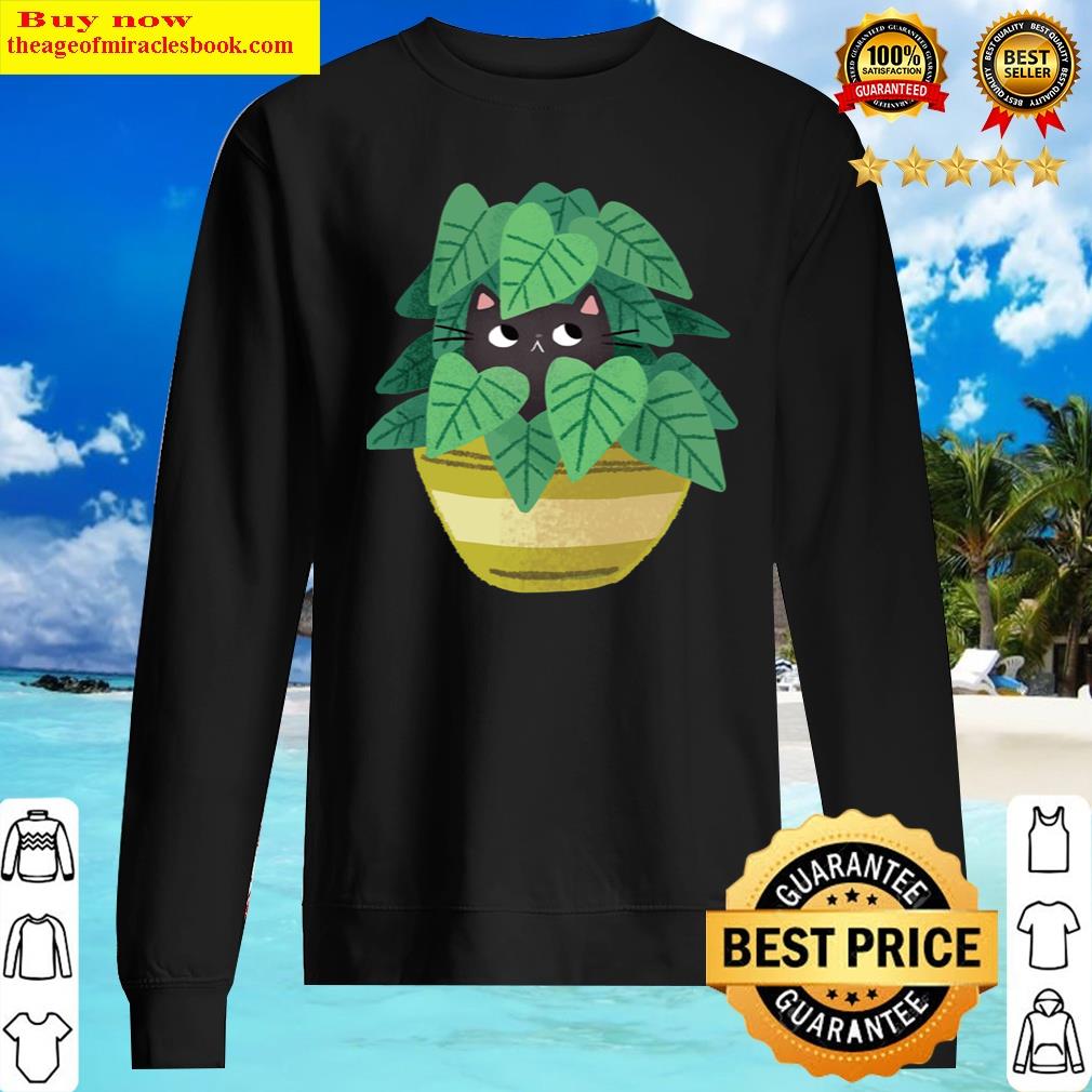 Black Cat In Planter . Shirt Sweater