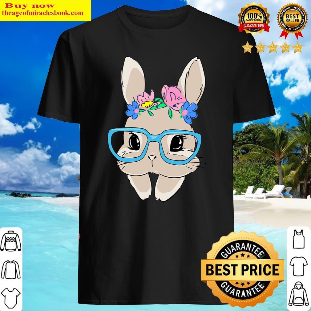 Bunny Face With Sunglasses For Girls Kids Easter Day Shirt