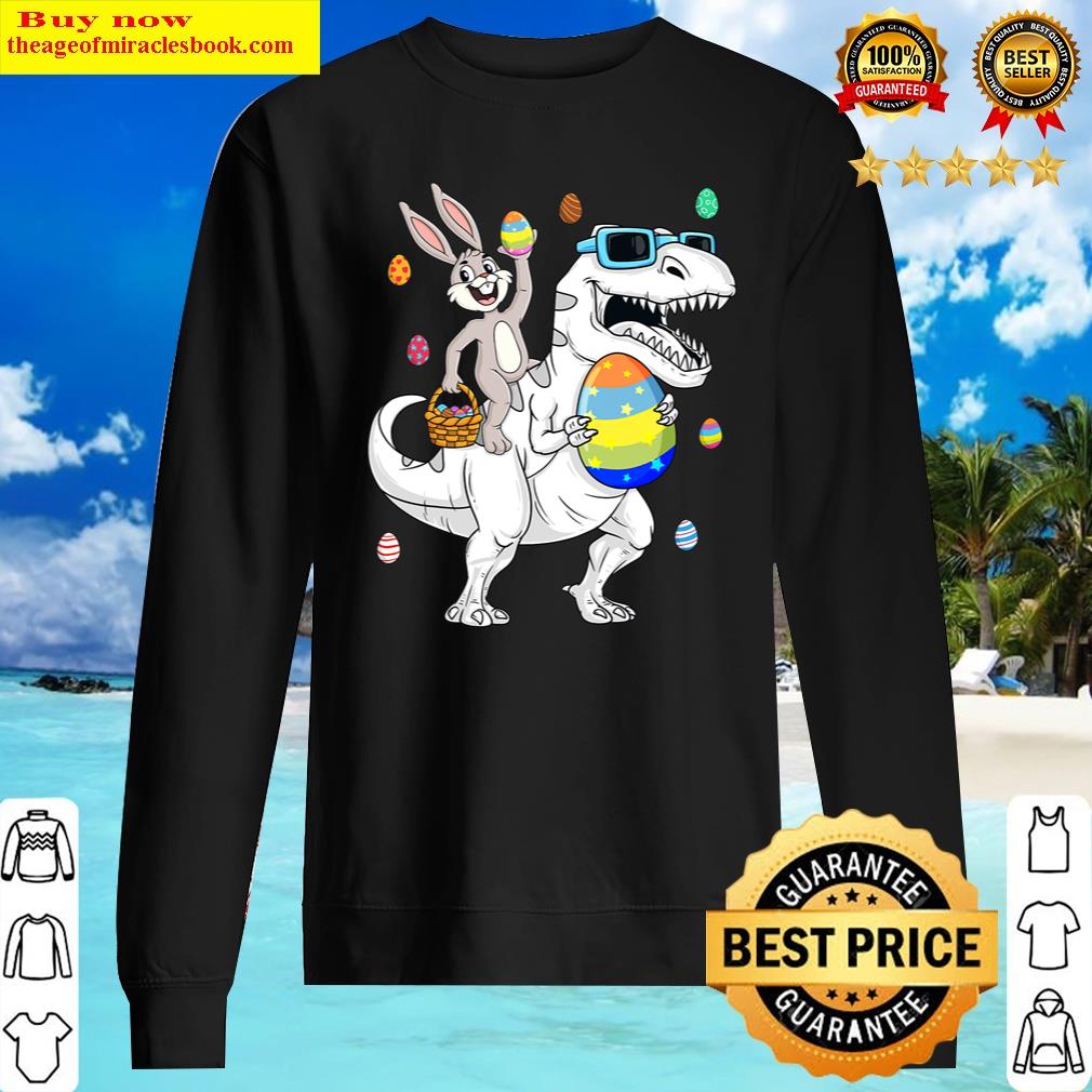 easter bunny riding t rex dinosaur funny eggboygirl kids sweater