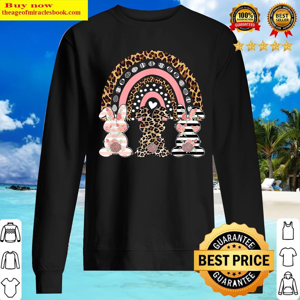 Easter Leopard Rainbow Bunny Rabbit Palm Sunday Girls Shirt Sweater