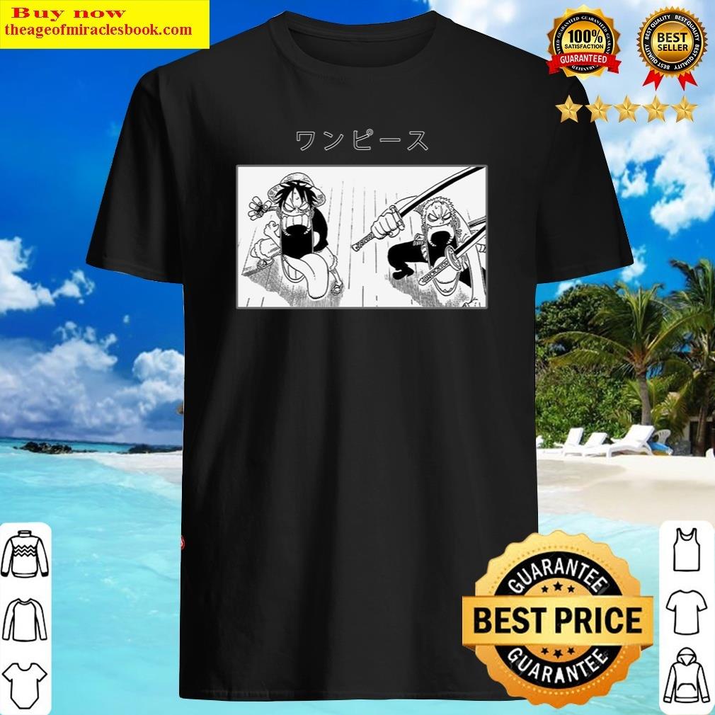 Funny Luffy And Zoro Anime Shocked Face Nani Saying – Sarcastic One Piece Manga Panel Scenes Classi Shirt