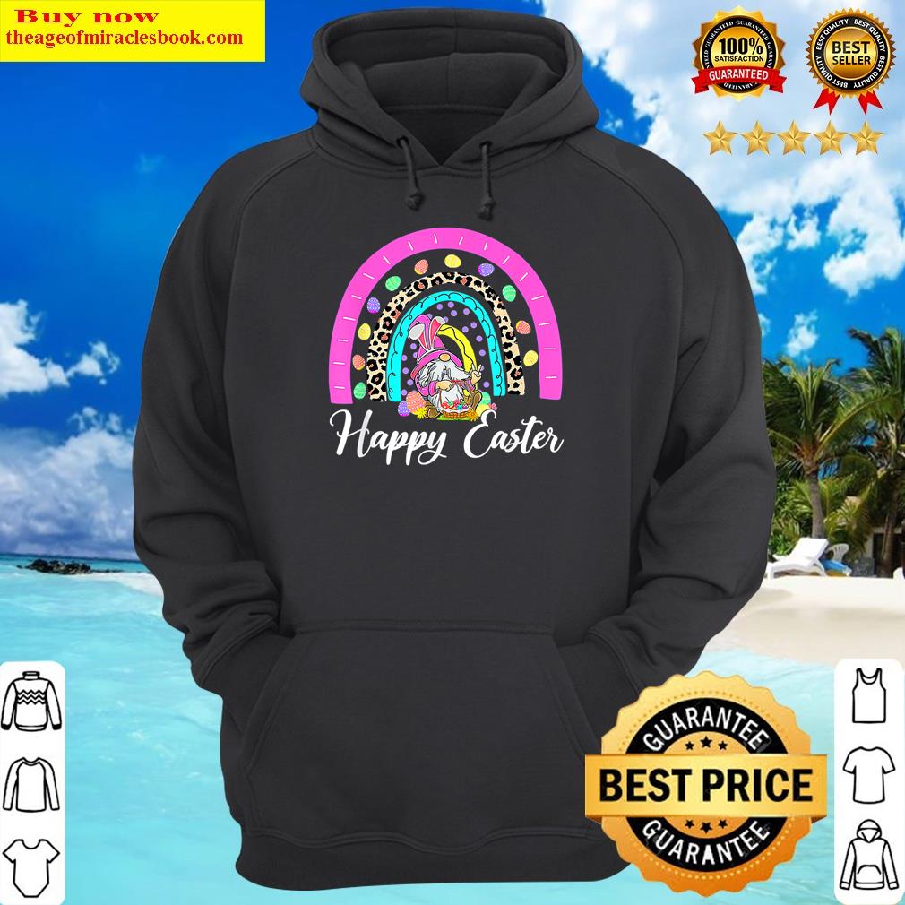 Happy Easter Gnome Bunny Leopard Rainbow Family Easter Day Shirt Hoodie