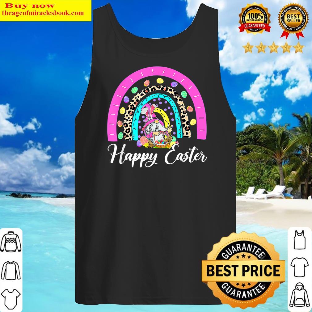 Happy Easter Gnome Bunny Leopard Rainbow Family Easter Day Shirt Tank Top