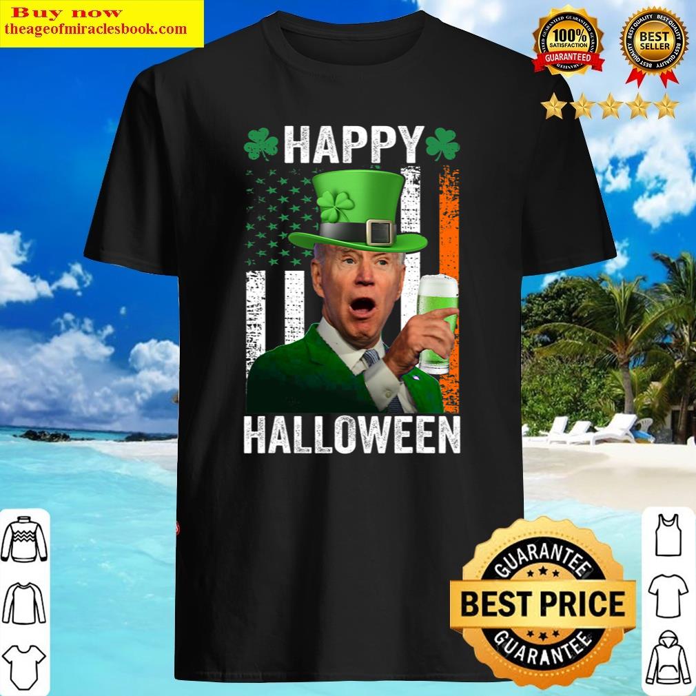 Happy Halloween Funny Joe Biden St Patrick’s Day Irish Flag Shirt