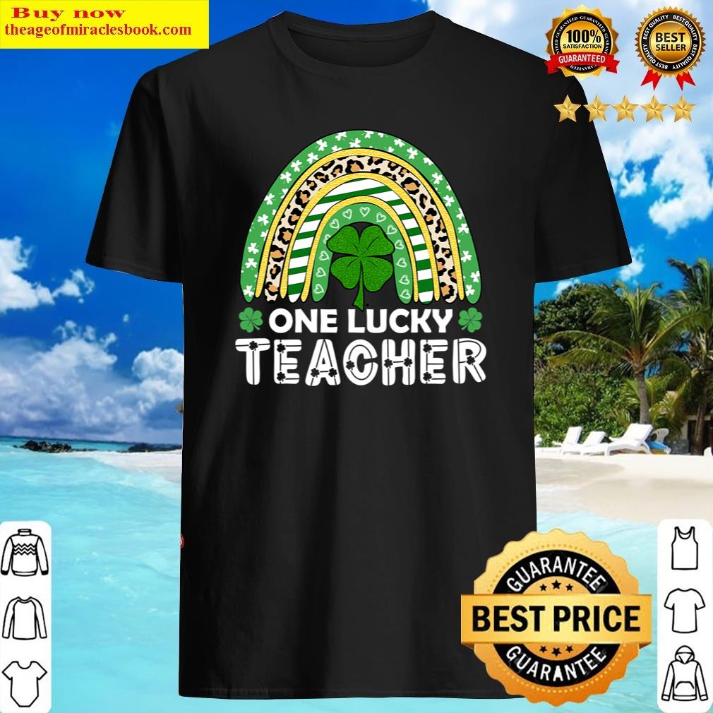 One Lucky Teacher Rainbow Leopard St Patrick’s Day Shirt