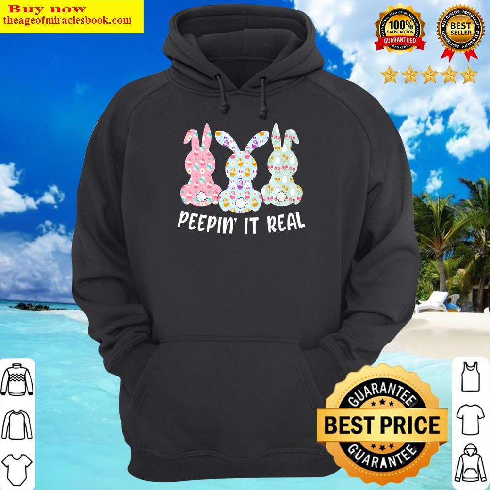 peepin it real bunnies happy easter bunny for easter day premium hoodie