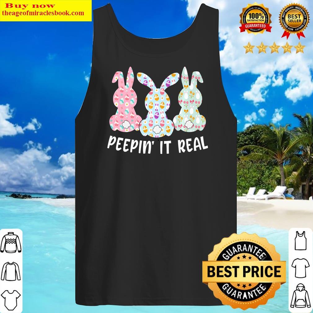 peepin it real bunnies happy easter bunny for easter day premium tank top