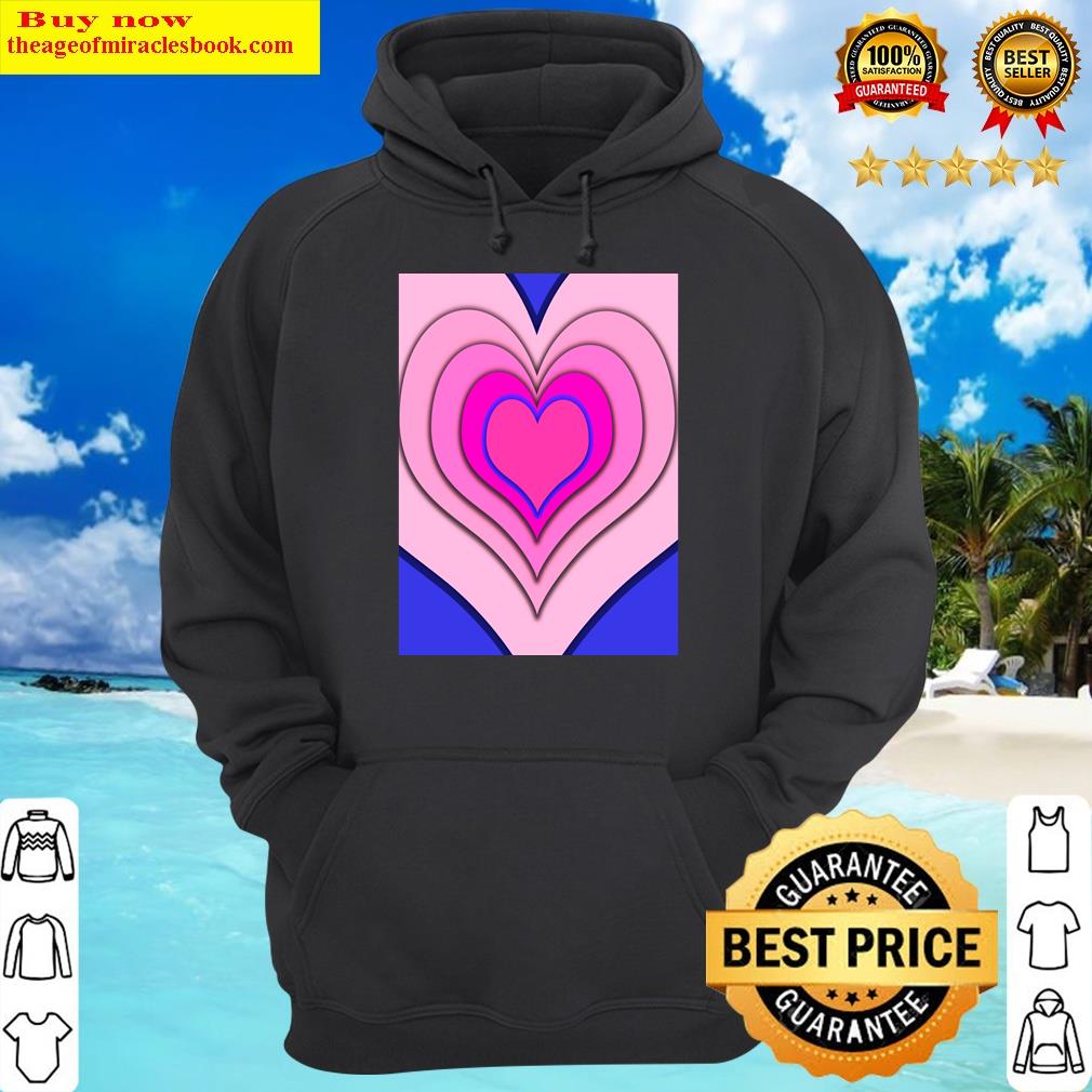 Pink Hearts On Blue Long Shirt Hoodie