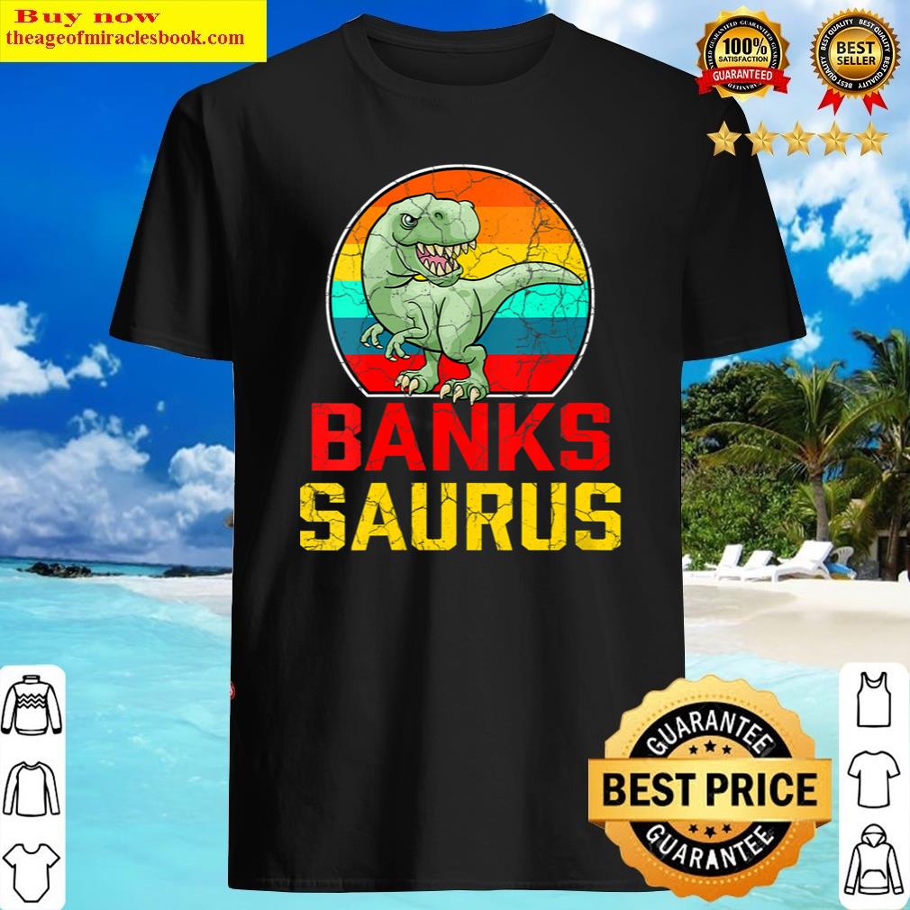 S Banks Saurus Family Reunion Last Name Team Funny Custom V-neck Shirt