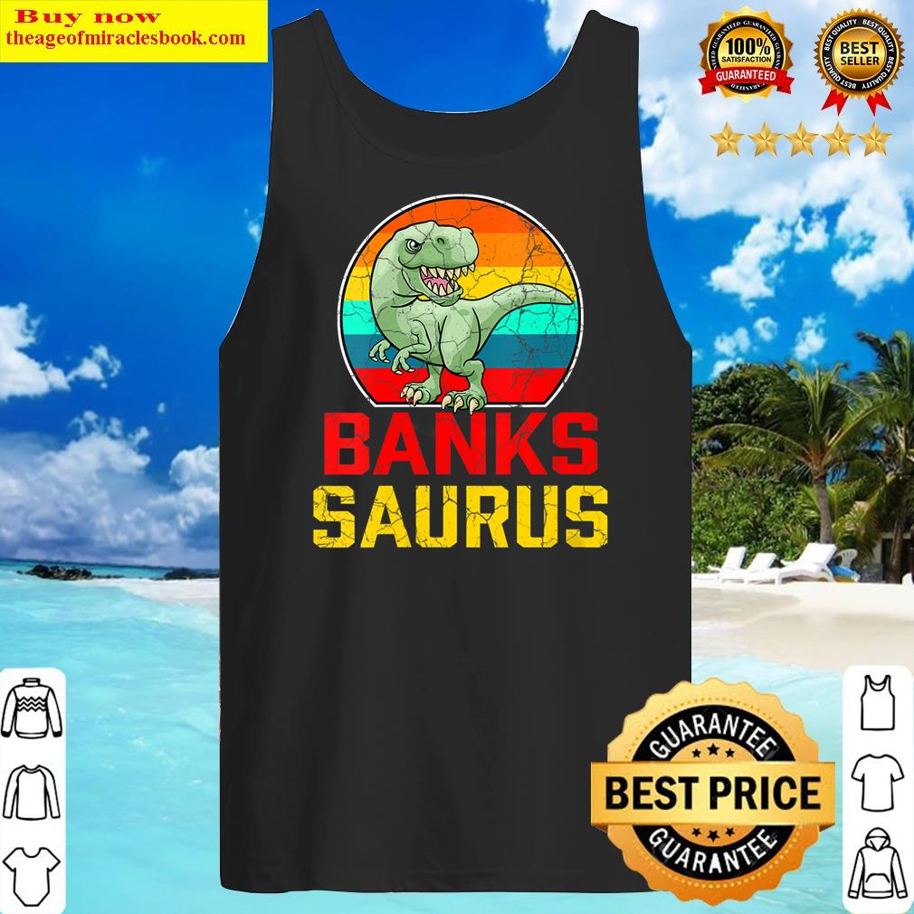 s banks saurus family reunion last name team funny custom v neck tank top