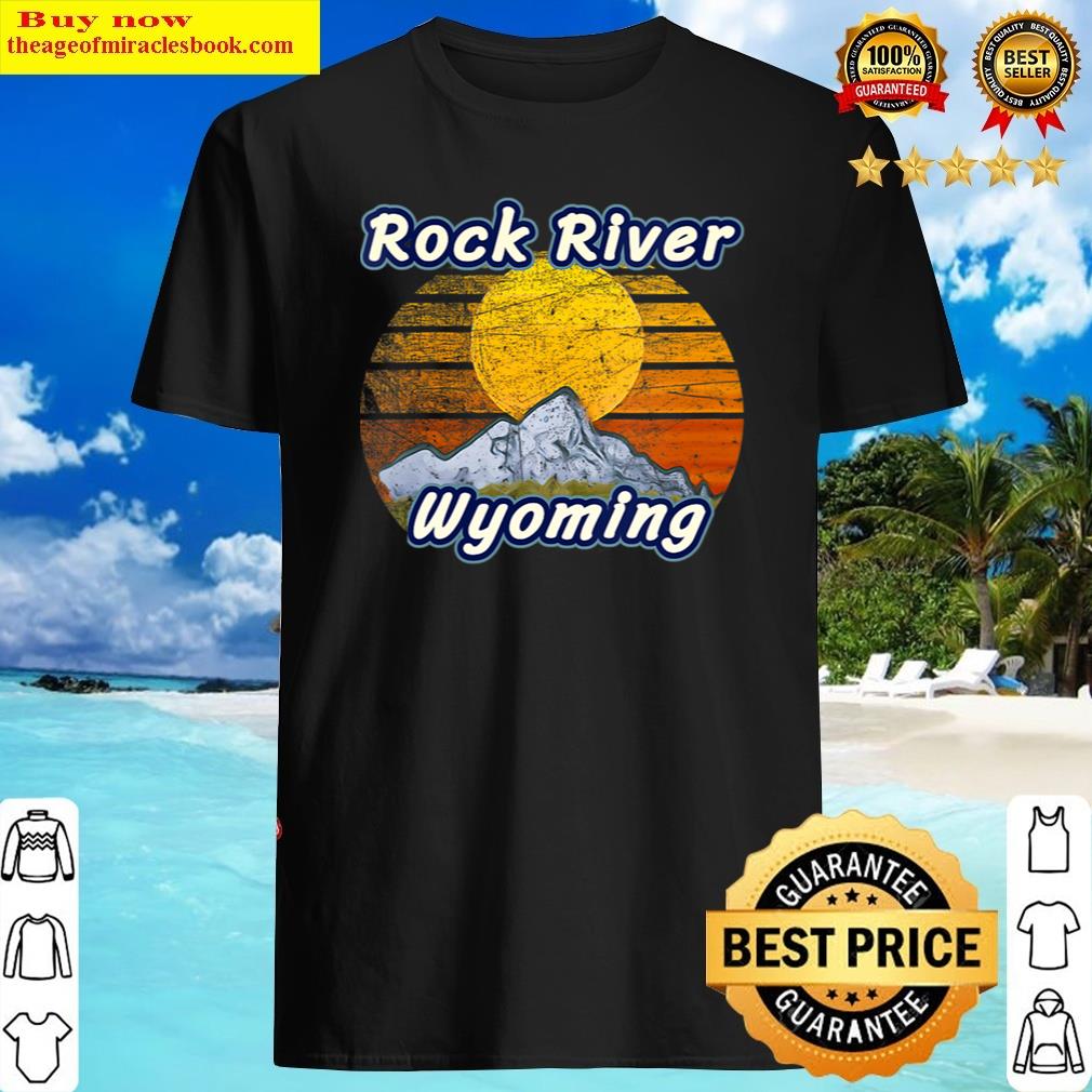 S Rock River Wyoming Mountain Sunset Styled V-neck Shirt