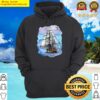 ship sailing in ocean under blue moon illustration drawing freestyle watercolor art hoodie