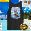 ship sailing in ocean under blue moon illustration drawing freestyle watercolor art tank top