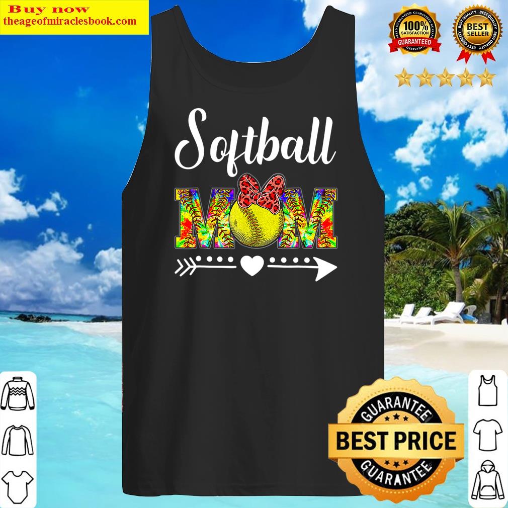 Softball Mom Leopard Print Bleached Distressed Trendy Mother Shirt Tank Top