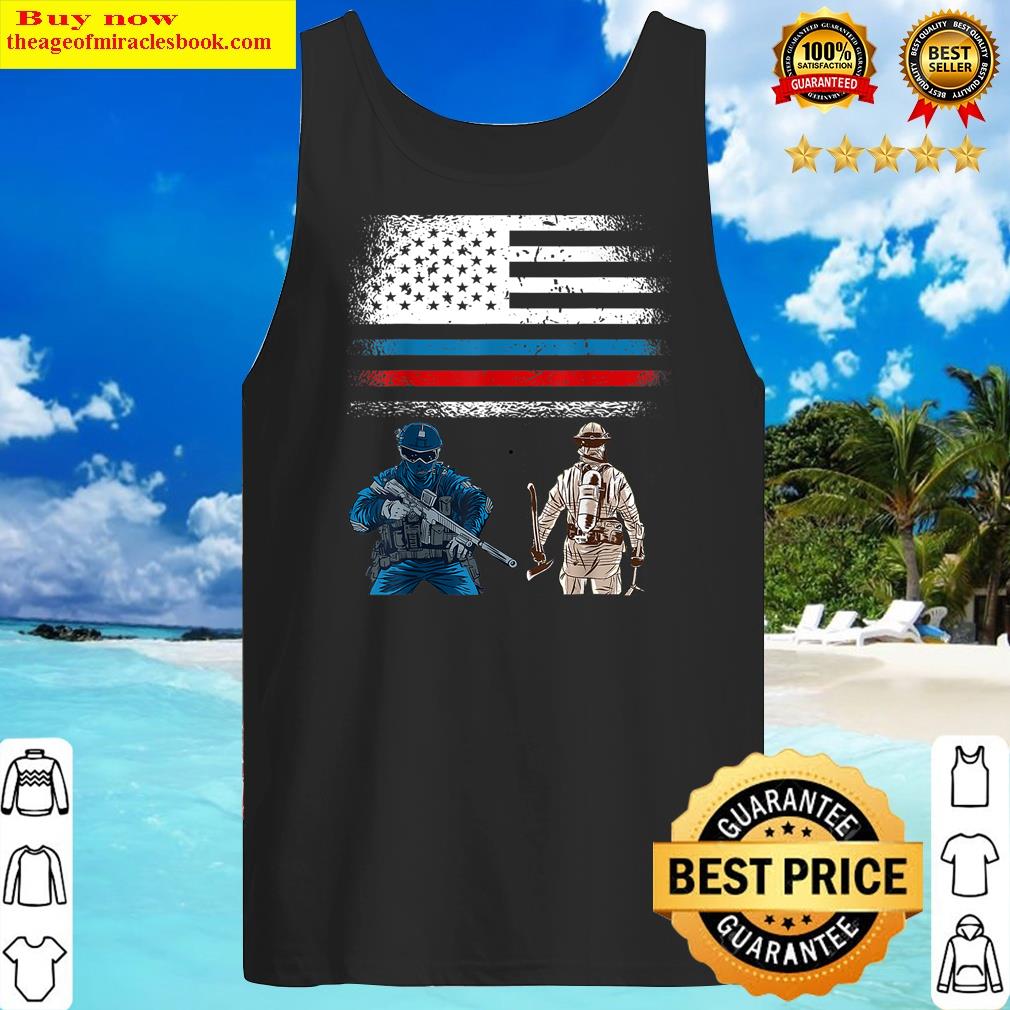 Thin Red Blue Green Line Police Firefighters Military Shirt Tank Top