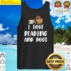 womens funny i love reading and dogs cute pug bookworm book lover tank top