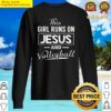 womens this girl runs on jesus and volleyball christian blocks sweater