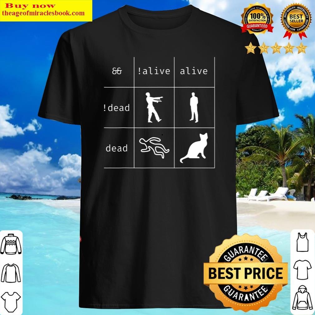 Buy Boolean Logic Alive And Dead Funny Programmer Cat Shirt Shirt