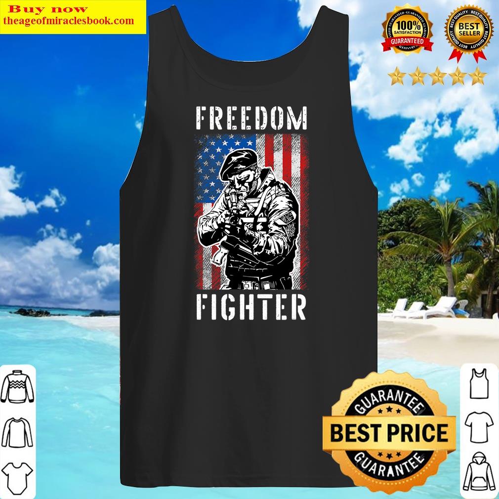 Freedom Fighter American Veteran Usa Flag Ar-15 Shirt Tank Top