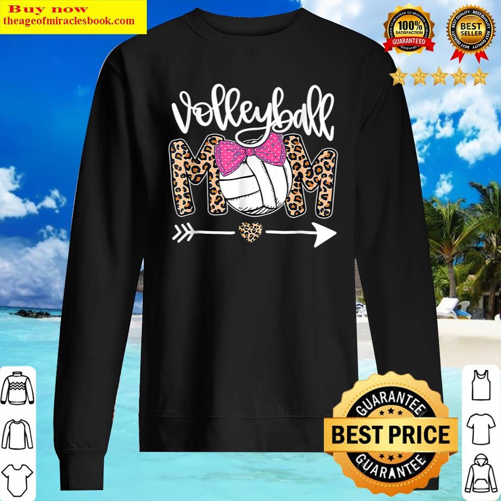 Mother's Day Cute Volleyball Mom Leopard Funny Ball Mom Shirt Sweater
