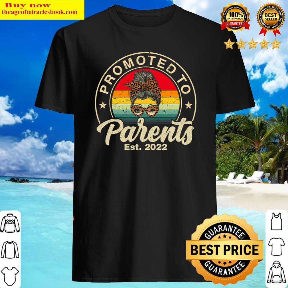 Promoted To Parents Est 2022 Women Leopard First Time Mom Shirt