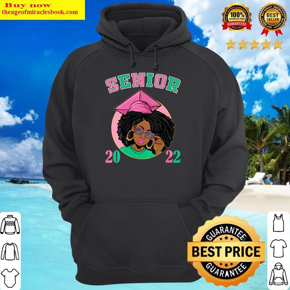 S Senor 2022 Black Girl Black Queen Pink And Green Graduation V-neck Shirt Hoodie