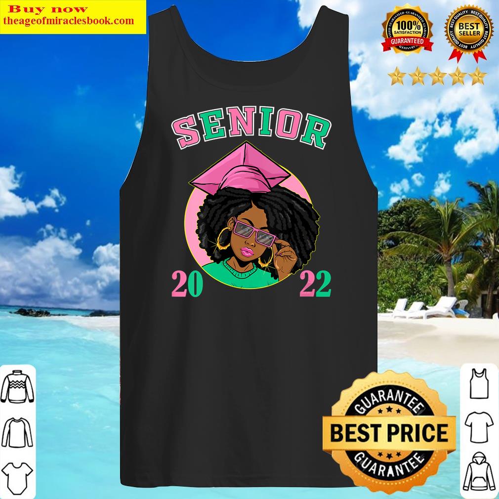 S Senor 2022 Black Girl Black Queen Pink And Green Graduation V-neck Shirt Tank Top