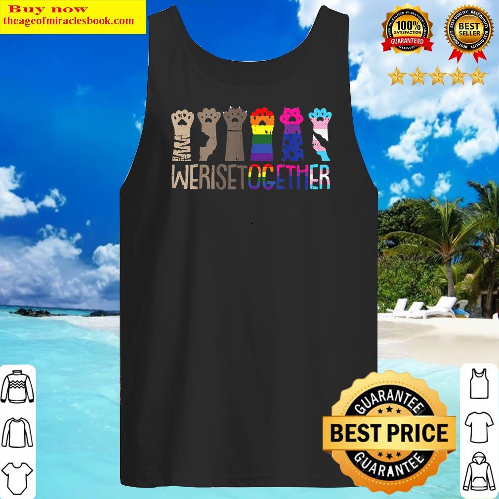 We Rise Together Gay Pride Cat Paw Print Kitten Lgbt Q Ally Shirt Tank Top