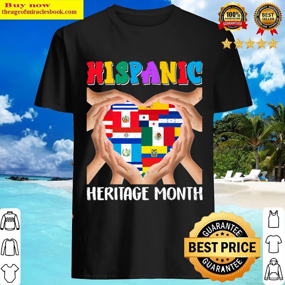 Black All Countries Hands Heart Hispanic Heritage Month Shirt