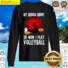 black halloween witch playing volleyball game sport broomstick sweater