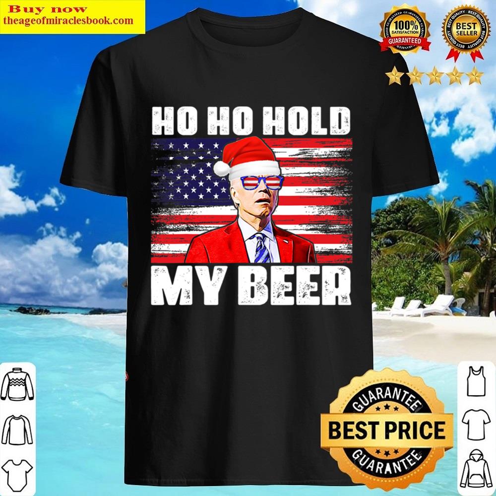 Black Ho Ho Hold My Beer Biden Santa Shirt