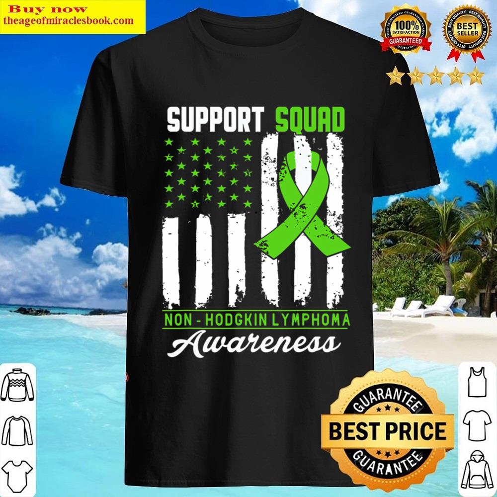 Black I Support Squad Non-hodgkin Lymphoma Awareness Usa Flag Shirt