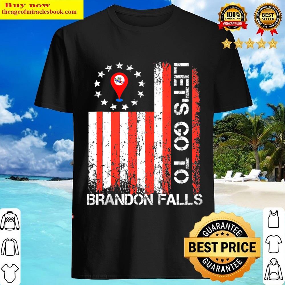 Black Let’s Go To Brandon Falls Historical Landmark On Map Tank Top Shirt