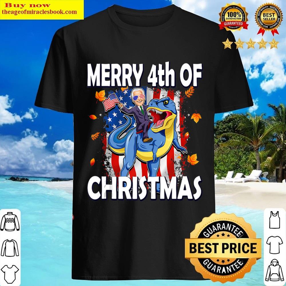 Black Merry 4th Of Christmas – Funny Joe Biden Christmas Tank Top Shirt