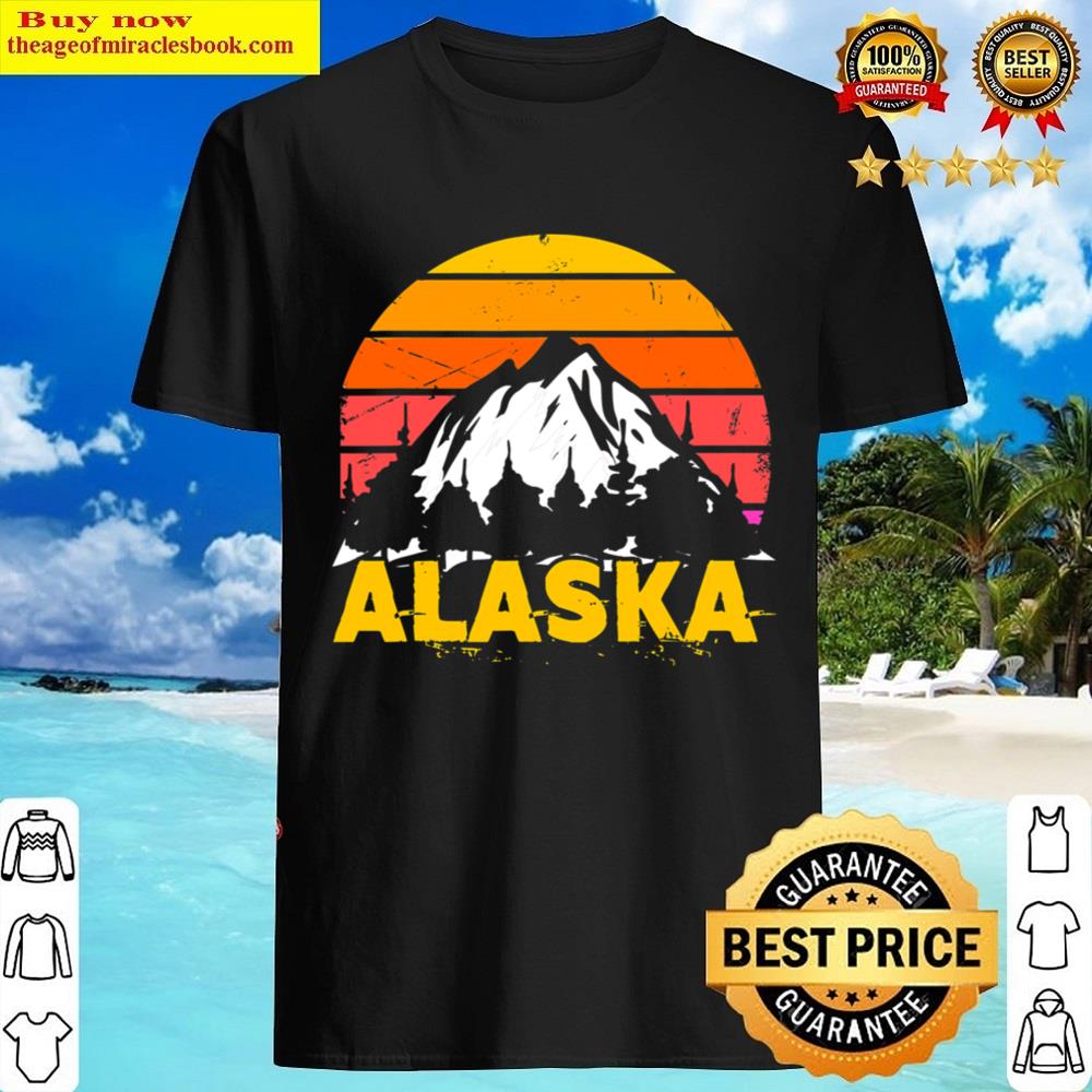Black Retro Alaska Mountain Vintage Alaskan Shirt