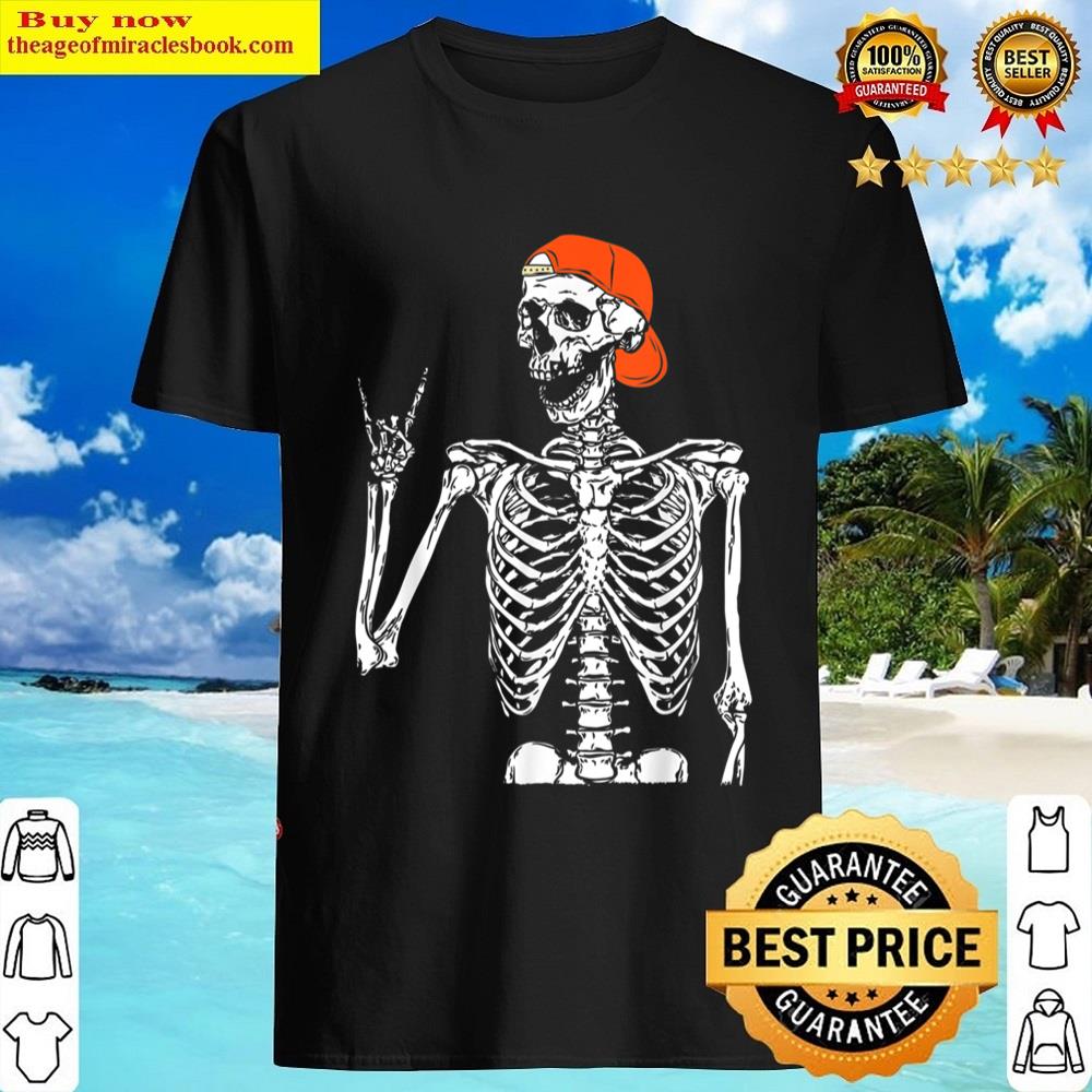 Black Rocker Skeleton Hand Rock On Costume Funny Halloween Gifts Shirt