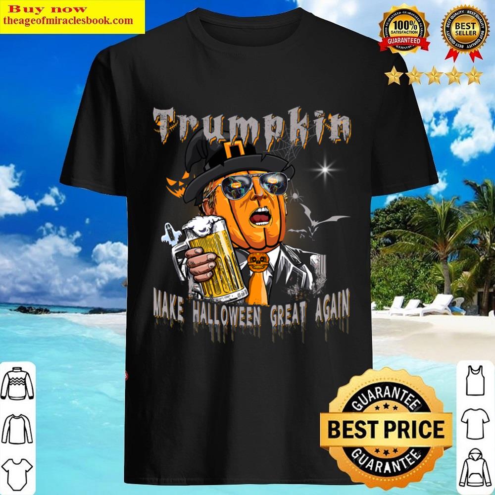 Black Trumpkin Drinking Beer Make Halloween Great Again Shirt