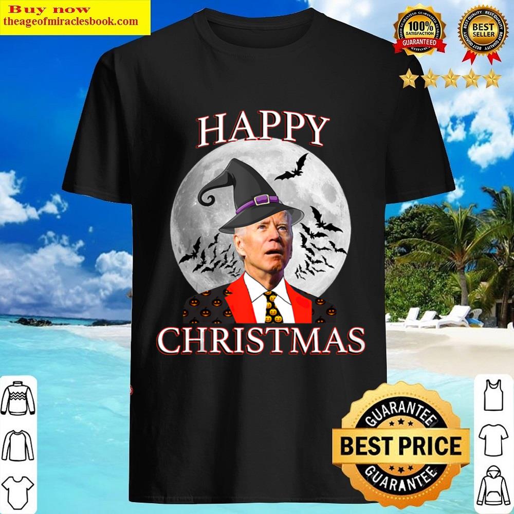 Black Xmas Merry Christmas Funny Halloween Anti Joe Biden Tank Top Shirt