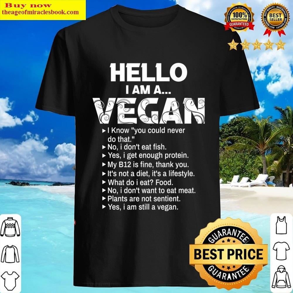 Funny Vegan Activism Gym Athlete Vegetarian Hello I’m Vegan Premium T-shirt Shirt