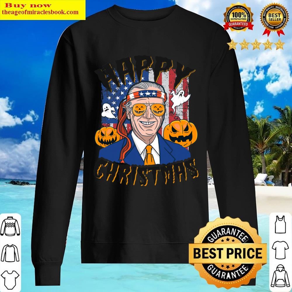 happy christmas halloween jokes pumpkin boo funny joe biden t shirt sweater