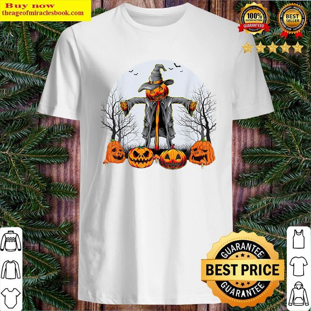 White Creepy Cemetery Scary Halloween Night Pumpkin Figurehead Shirt